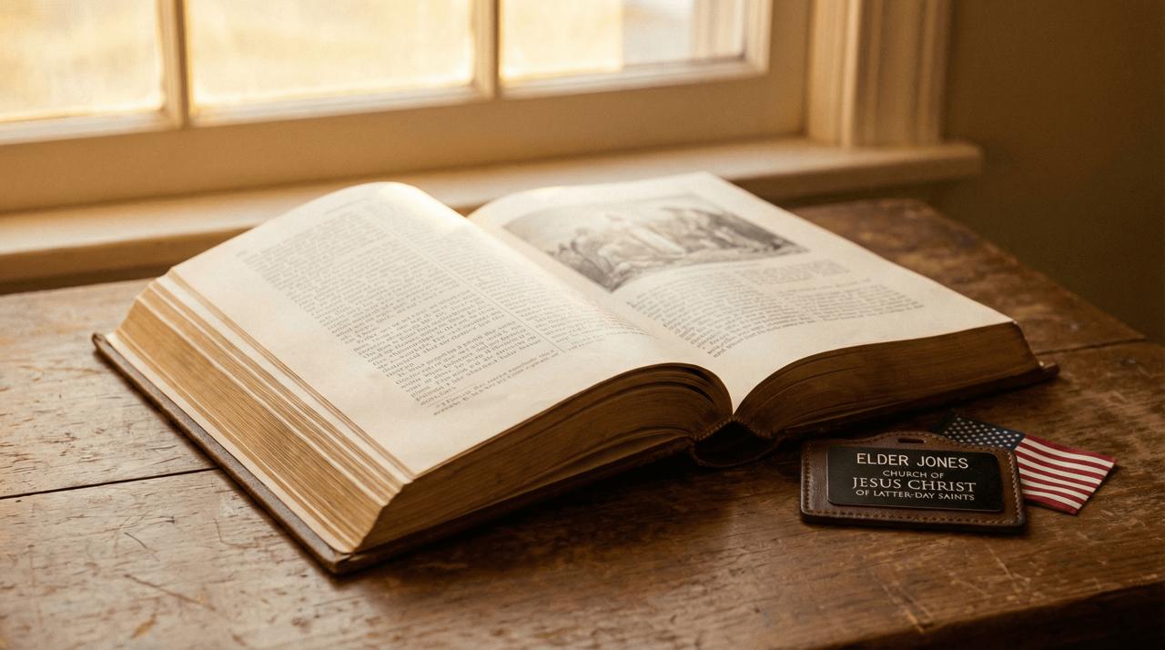 An open keepsake book in warm light